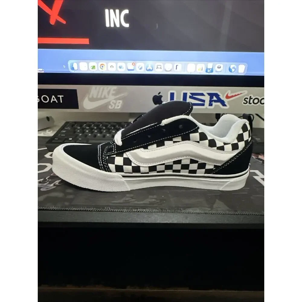 New Women's Size 8 Vans Knu Skool Checkered VN000D2TBPB Kids Size 7Y